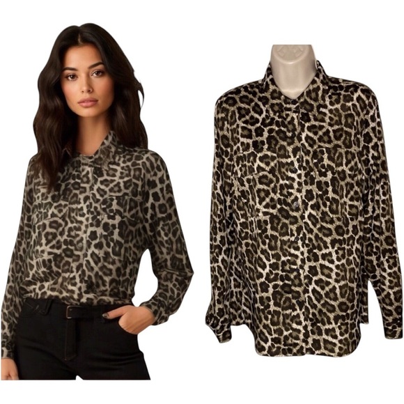 MICHAEL Michael Kors | Leopard Print Shirt M - Picture 1 of 7